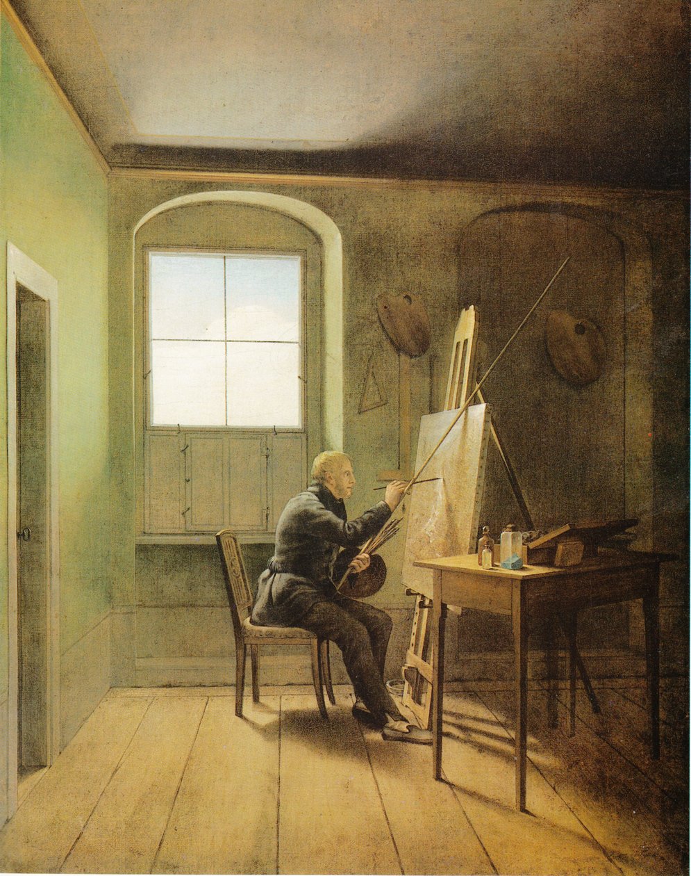 French : Caspar David Friedrich dans son atelier Caspar David Friedrich in his Studio (1811) - Georg Friedrich Kersting