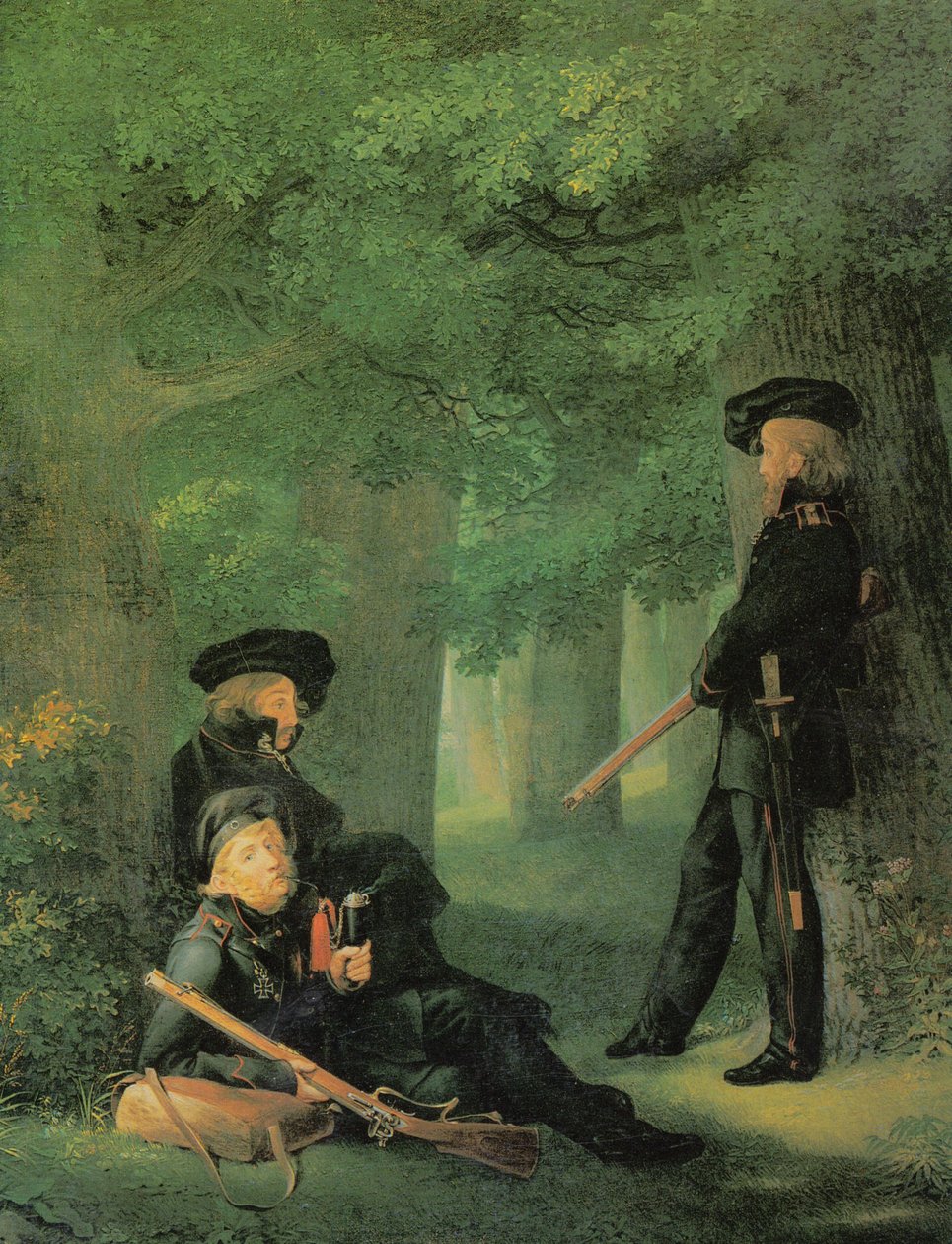 French : Theodor Körner, Friedrich Friesen et Heinrich Hartmann aux avant-postes At the Outpost - Georg Friedrich Kersting
