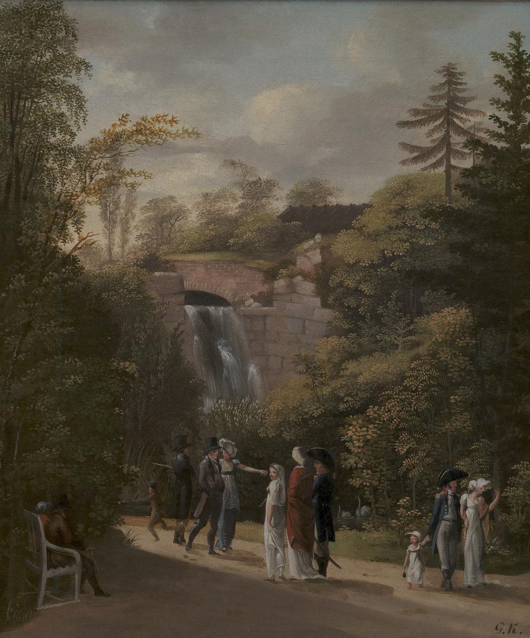 La cascade dans le jardin de Frederiksberg près de Copenhague - Georg Friedrich Kersting