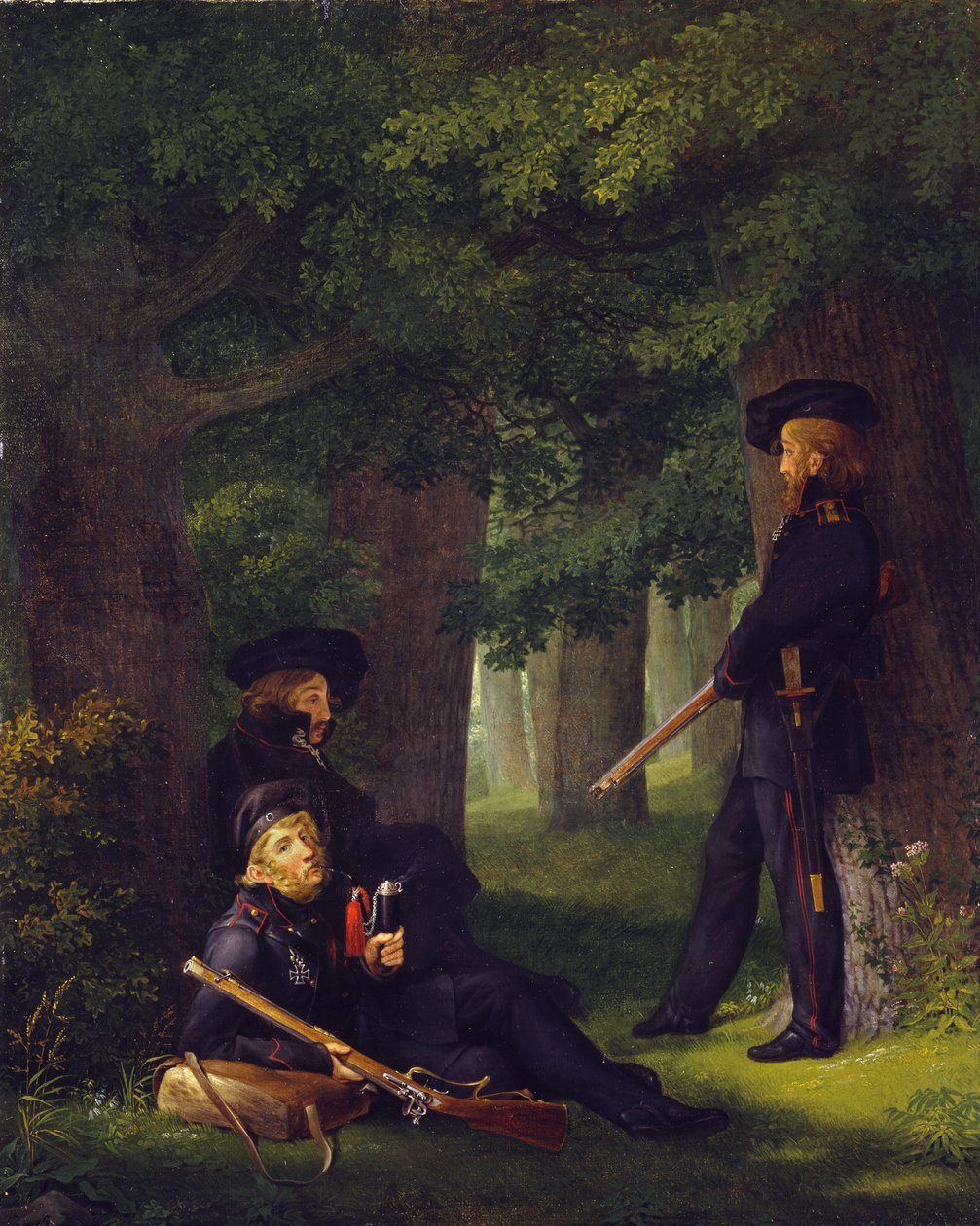 Theodor Körner, Friedrich Friesen et Heinrich Hartmann en service de garde - Georg Friedrich Kersting
