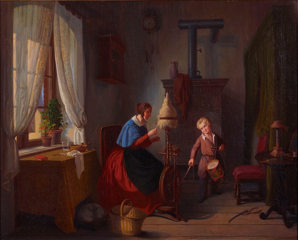 Femme au rouet et tambourinaire avec sabre - Georg Friedrich Kersting