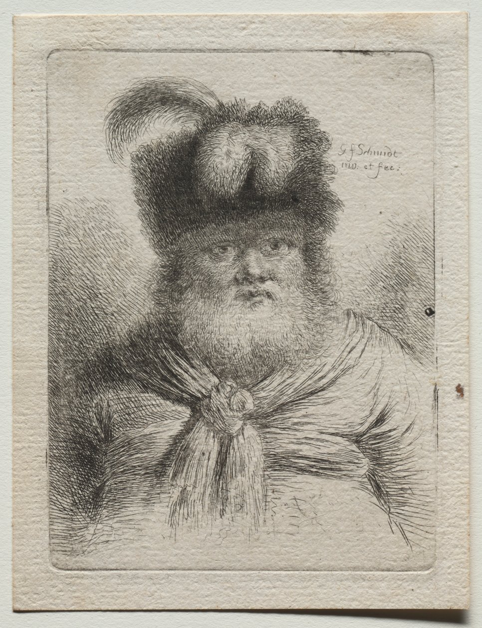 Vieil homme avec un chapeau de fourrure - Georg Friedrich Schmidt