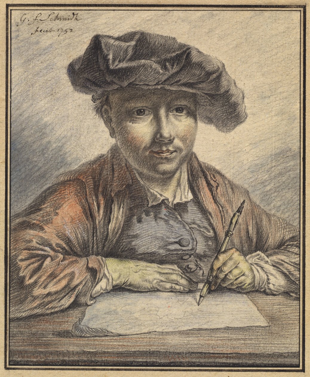 Autoportrait en train de dessiner - Georg Friedrich Schmidt
