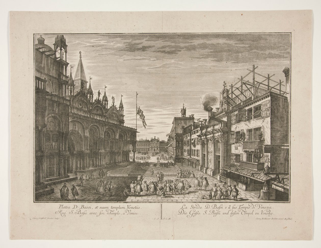 La rue Saint Bassi et son temple à Venise - Georg Gottfried Winckler
