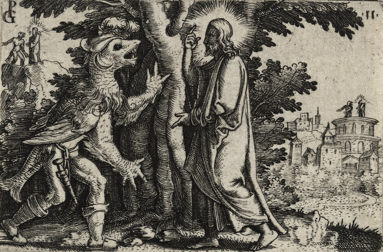 Le Christ tenté par le Diable dans le désert - Georg Pencz