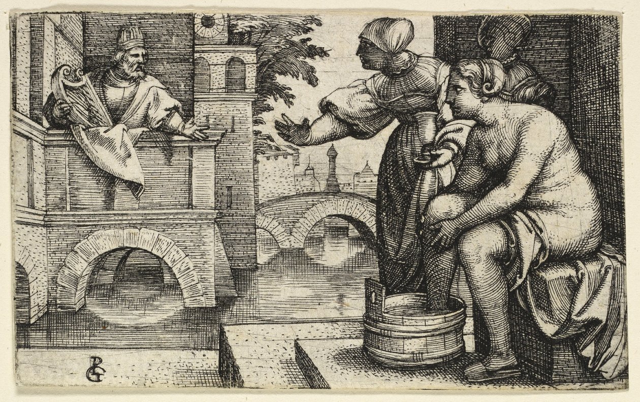 David observant Bethsabée - Georg Pencz