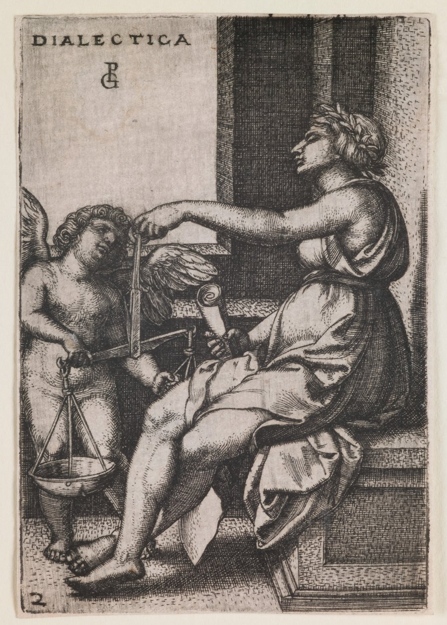 Dialectica, de la série "Les arts libéraux", vers 1541 (gravure) - Georg Pencz