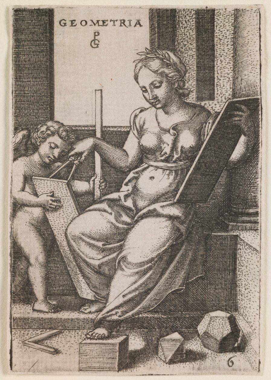 Geometria, de la série "Les arts libéraux", vers 1541 (gravure) - Georg Pencz