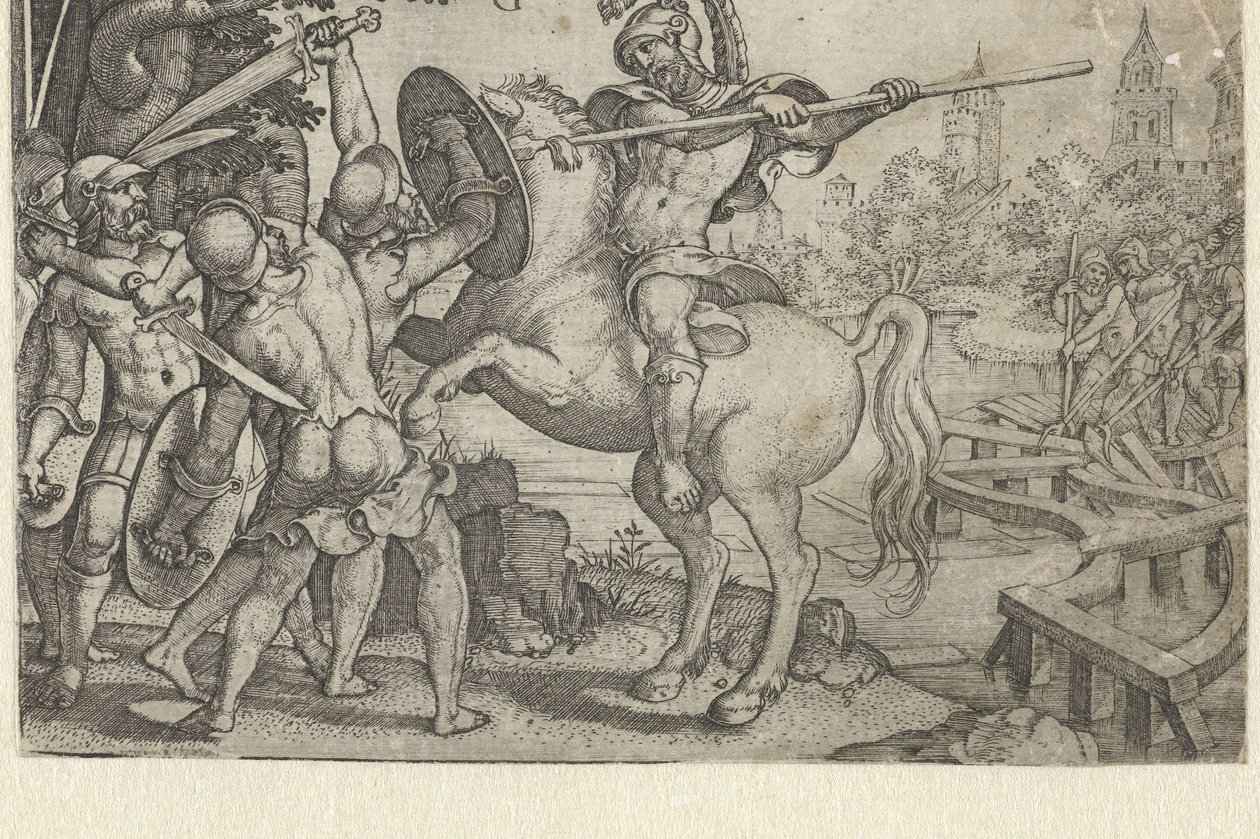 Horatius Cocles défend le pont sur le Tibre (Verhalen uit vroege Romeinse geschiedenis) - Georg Pencz