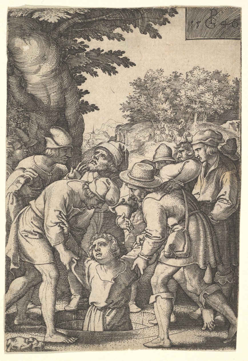 Joseph descendu dans un puits par ses frères, de la série L