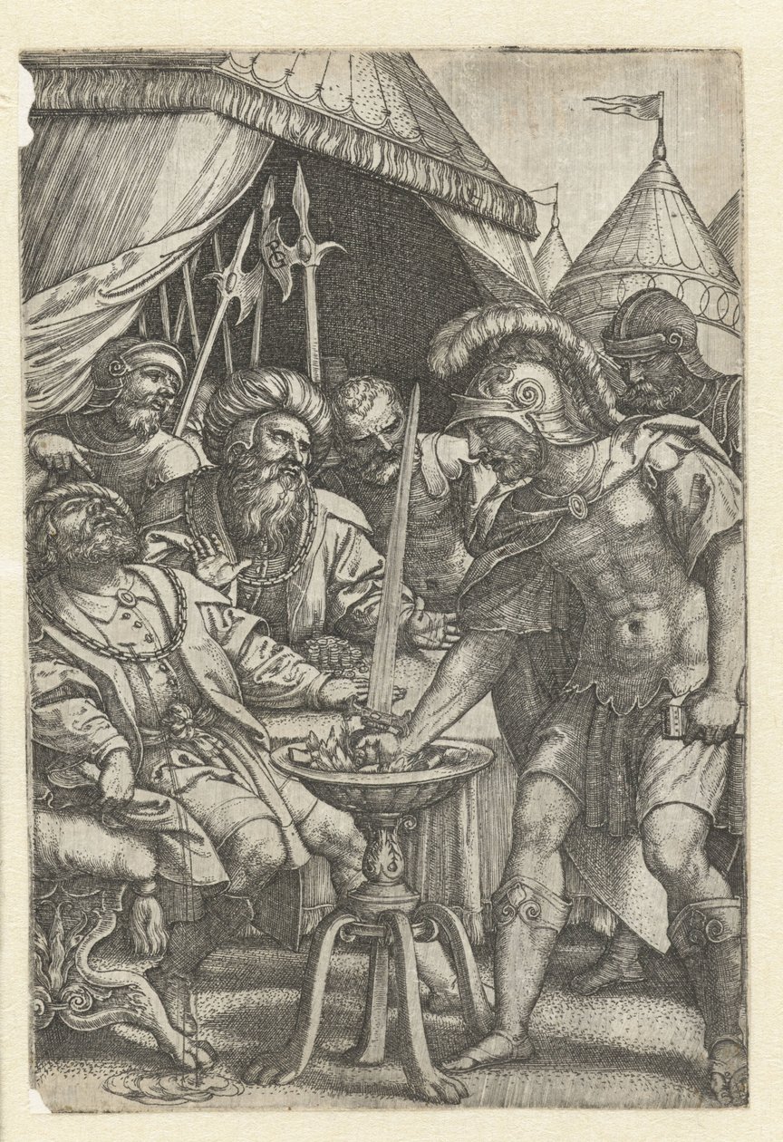 Mucius Scaevola met sa main droite dans le feu - Georg Pencz