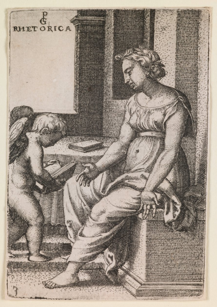 Rhetorica, de la série "Les arts libéraux", vers 1541 (gravure) - Georg Pencz