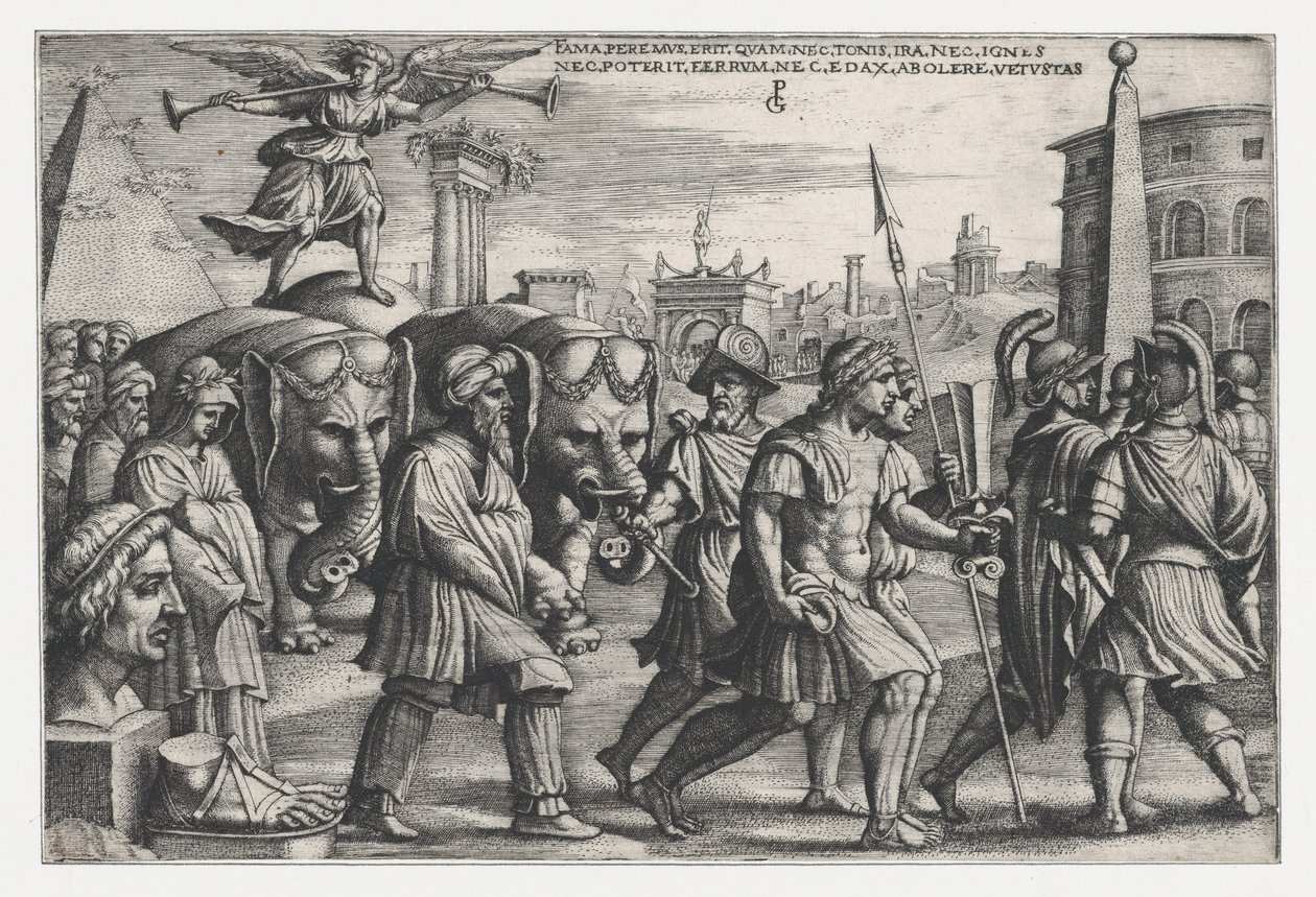 Le Triomphe de la renommée sur la chasteté, des Triomphes de Pétrarque - Georg Pencz