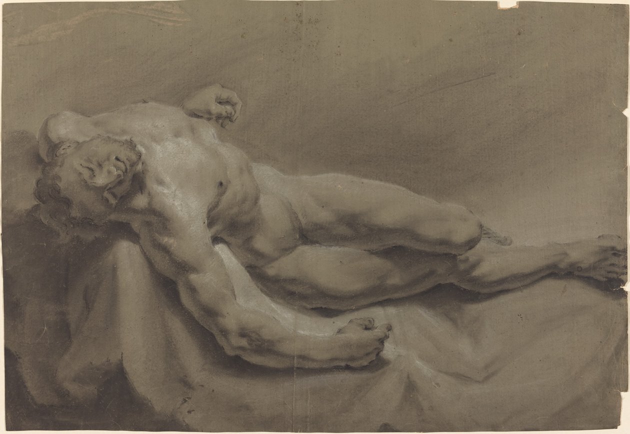Un nu masculin allongé - Georg Raphael Donner