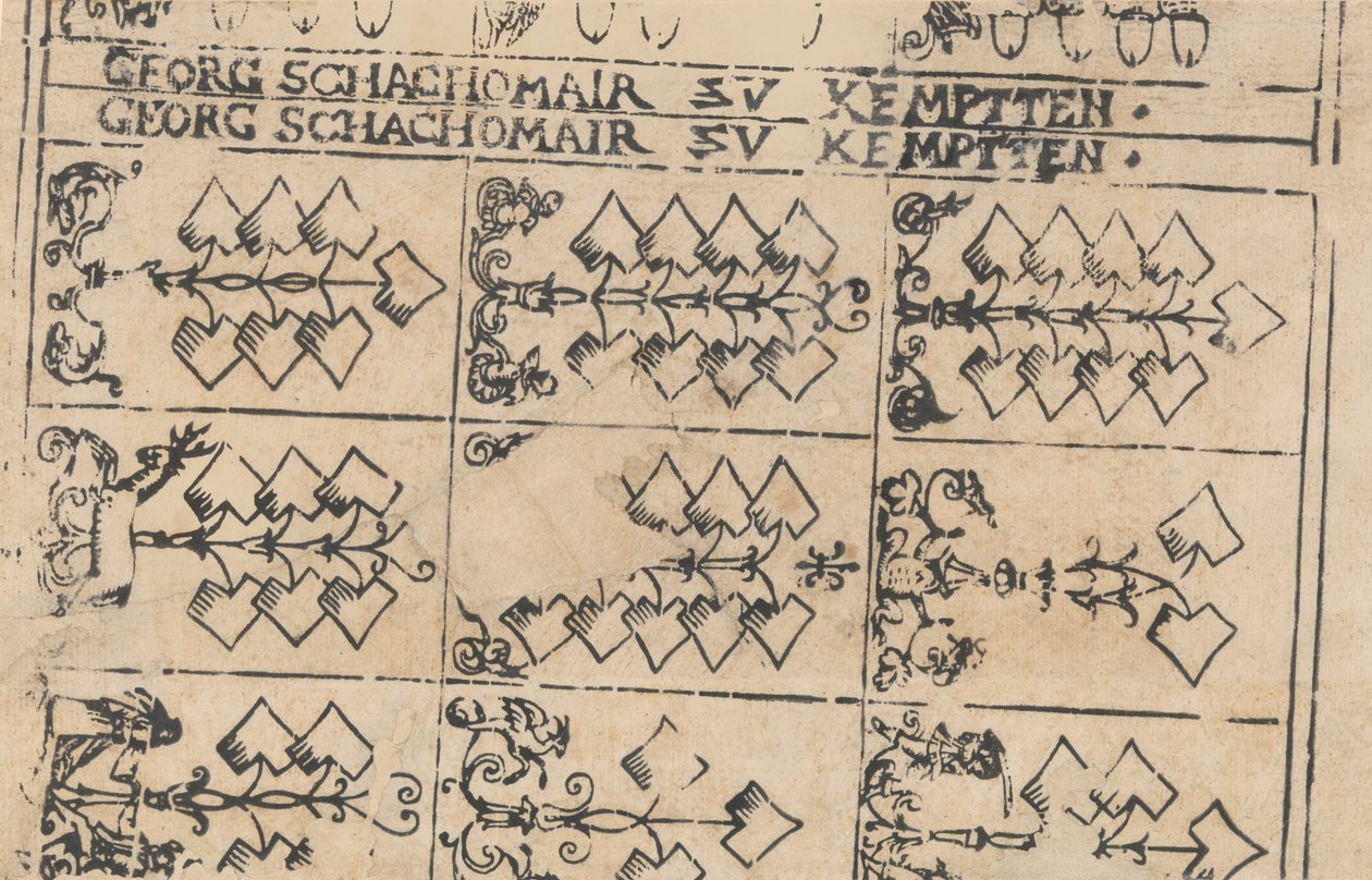 Feuille de cartes à jouer, 1575-1600 - Georg Schachomair