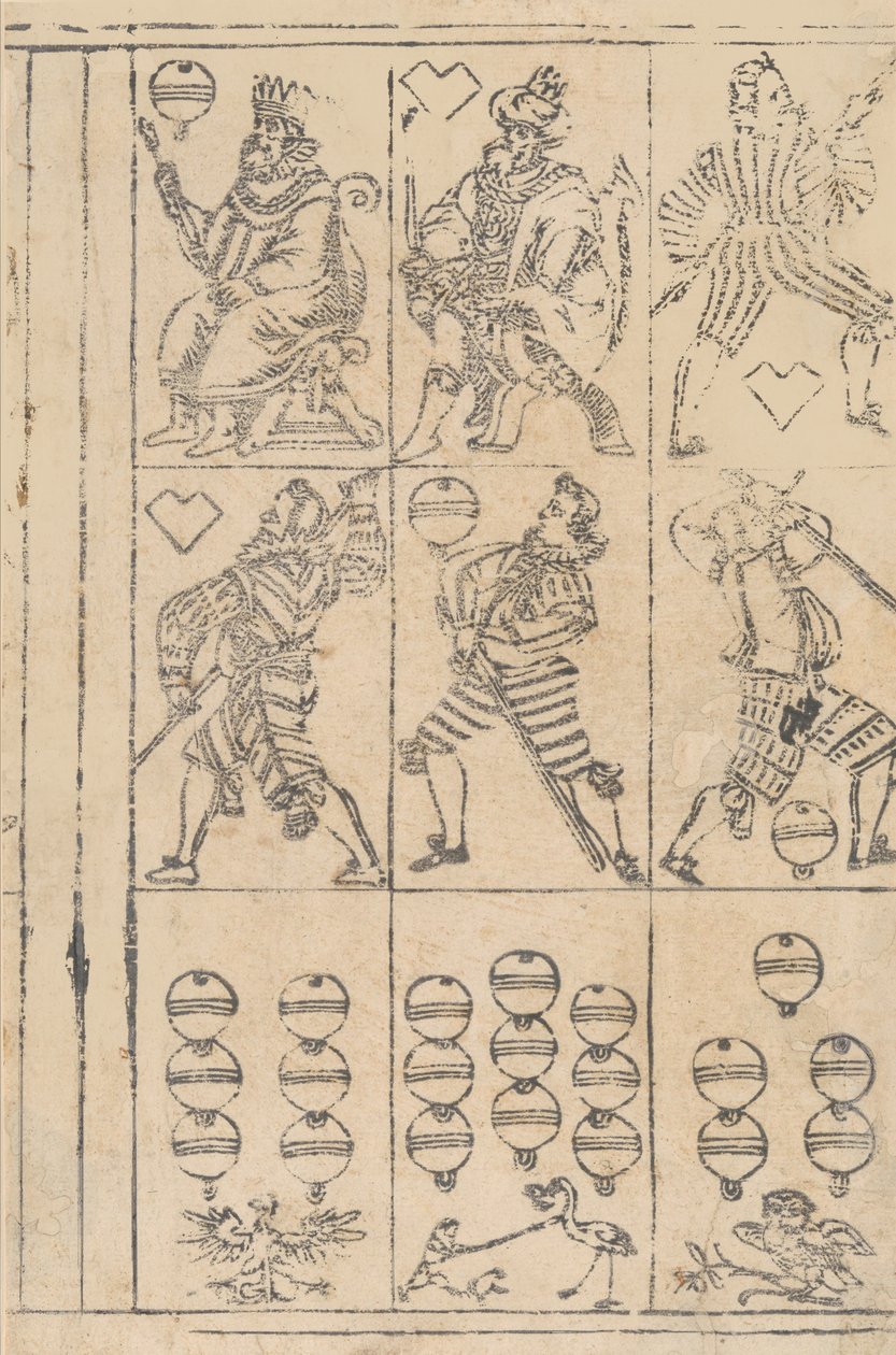 Feuille de cartes à jouer, 16ème siècle - Georg Schachomair