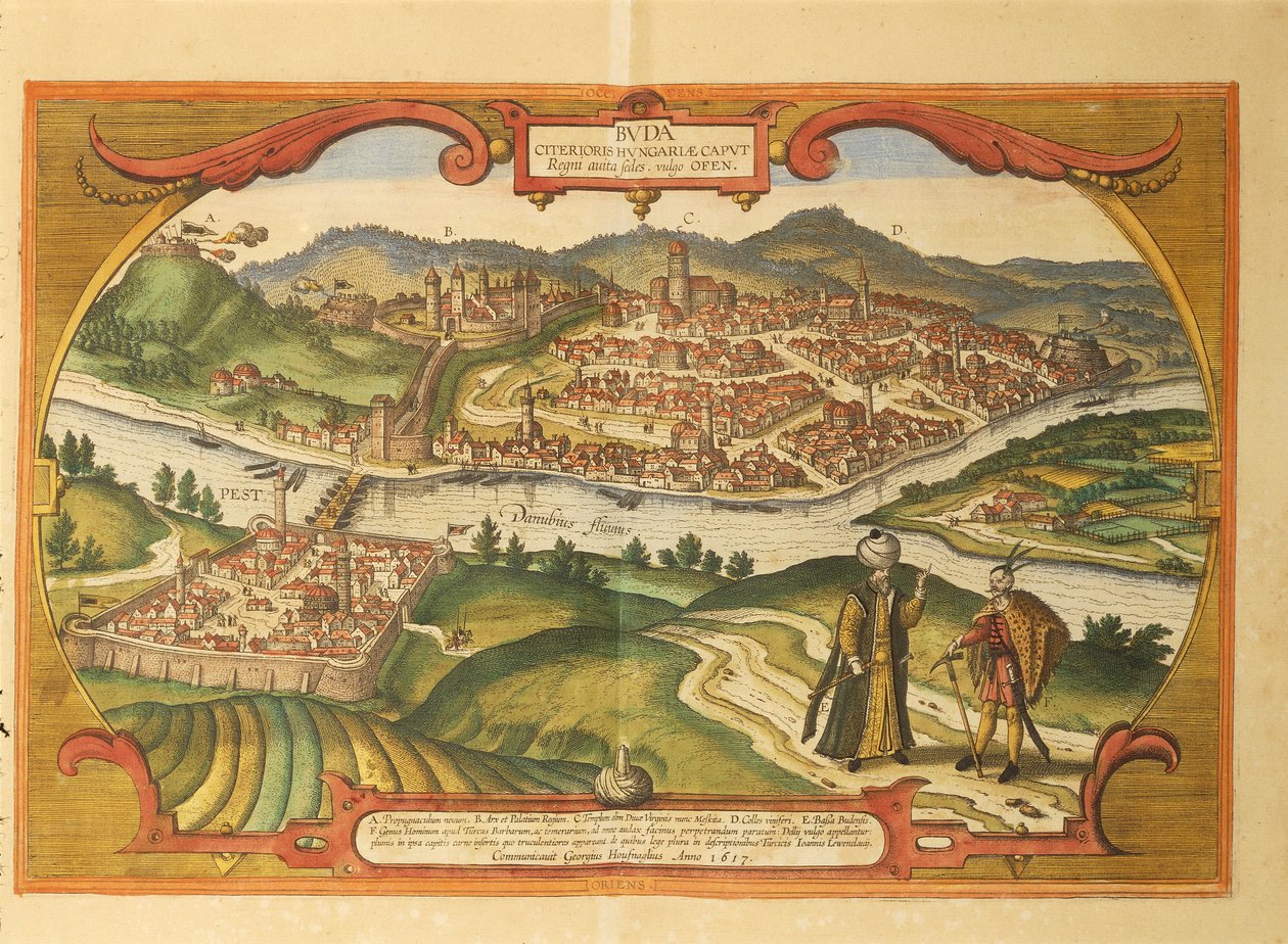 Budapest de Civitates Orbis Terrarum - Georg Braun and Hogenberg Franz