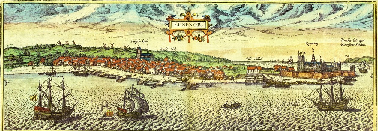 Elsinore, Danemark - Georg and Hogenberg Franz (1535 90) Braun