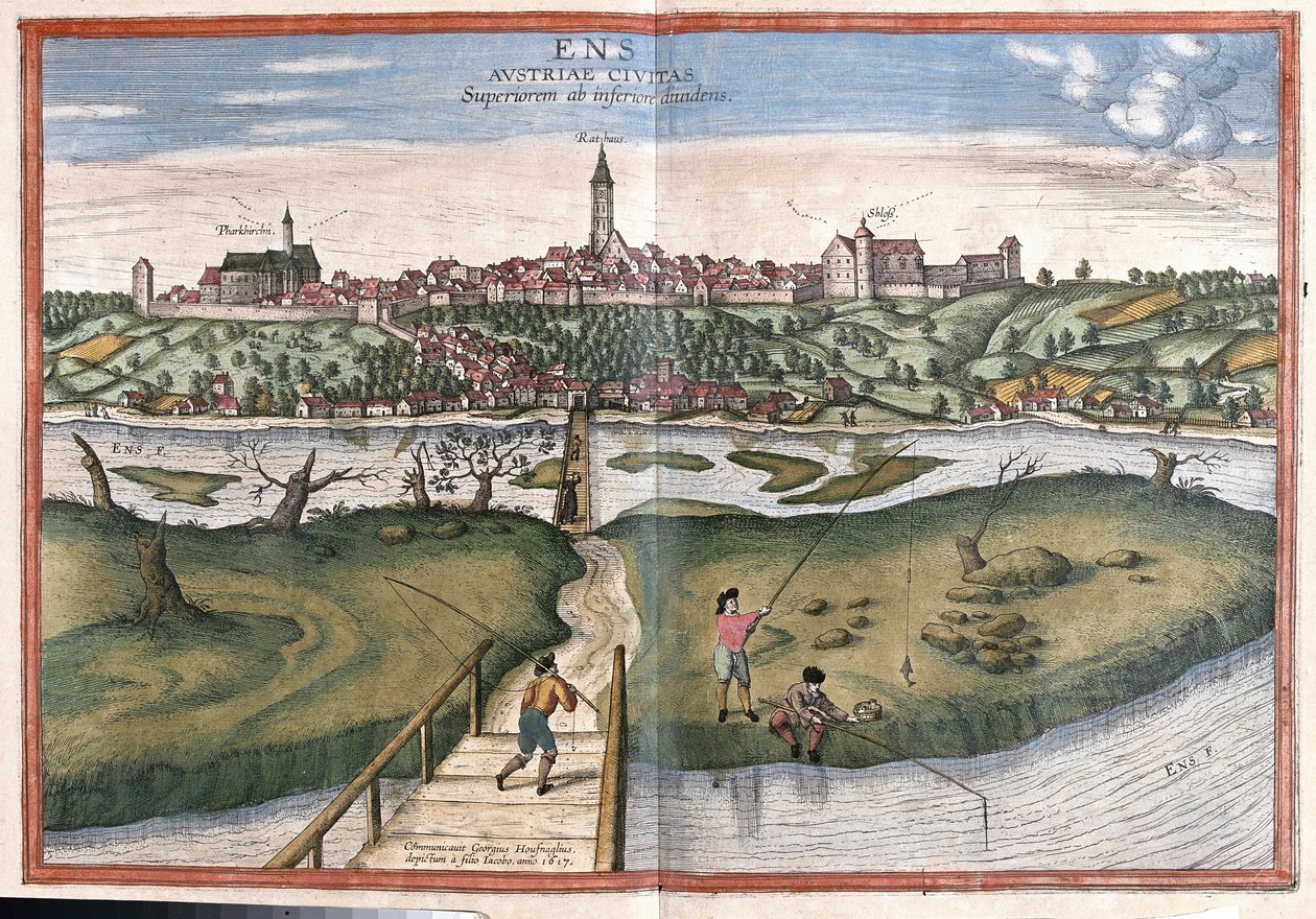 Enns, Autriche (gravure) - Georg Braun and Hogenberg Franz