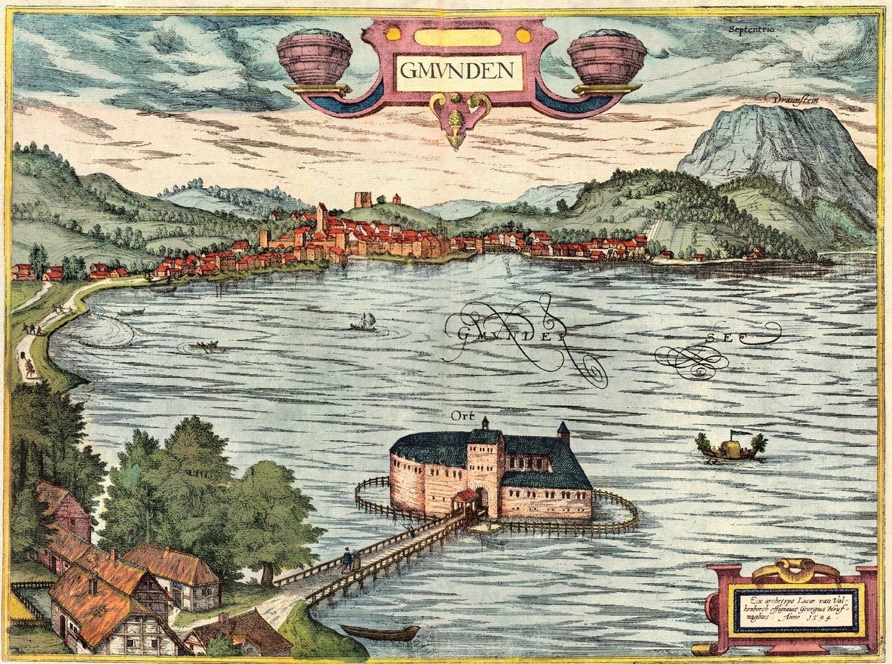 Gmunden, Autriche - Georg and Hogenberg Franz (1535 90) Braun