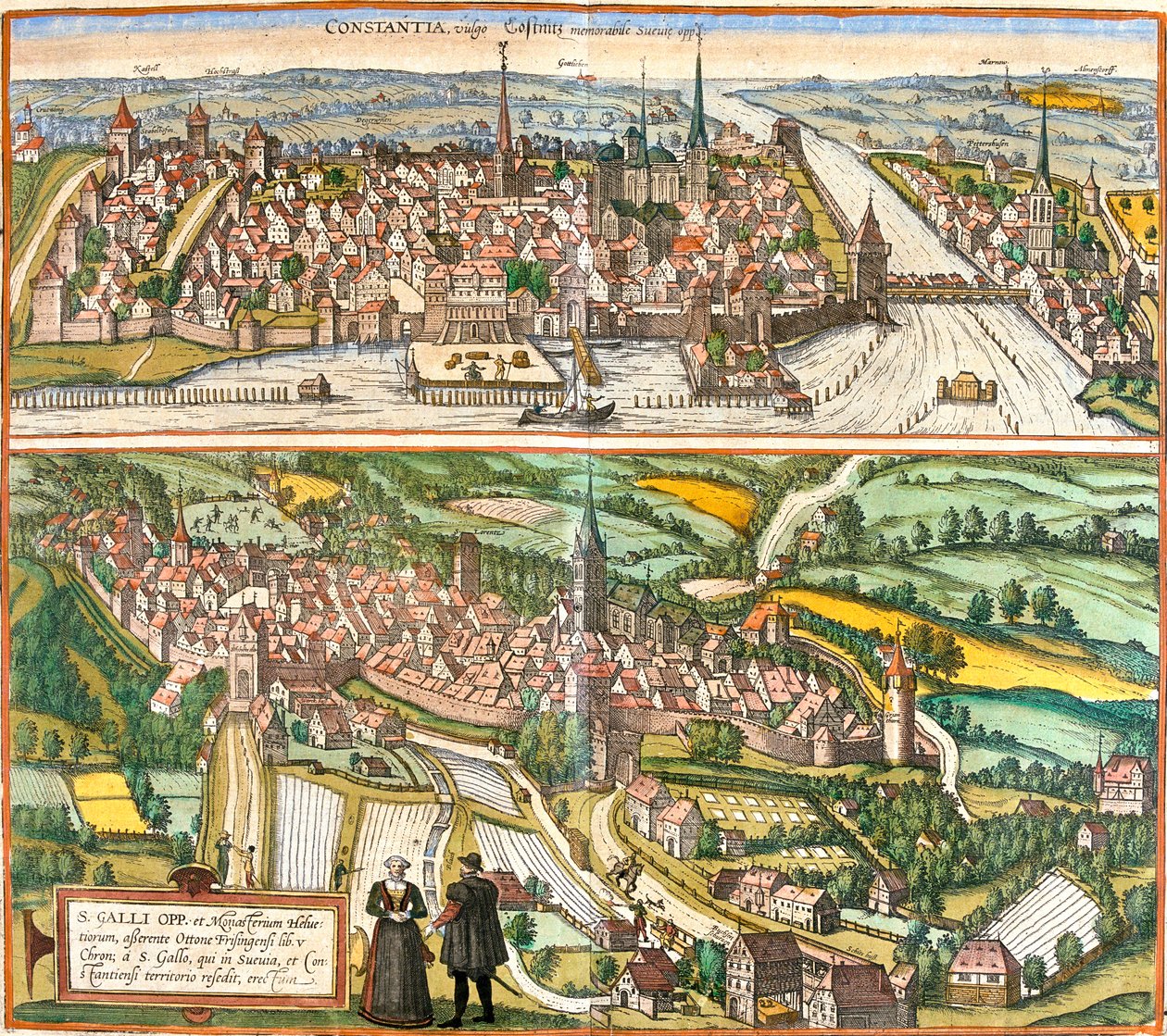 Constance, St, Gallen, , Germany, Switzerland - Georg and Hogenberg Franz (1535 90) Braun