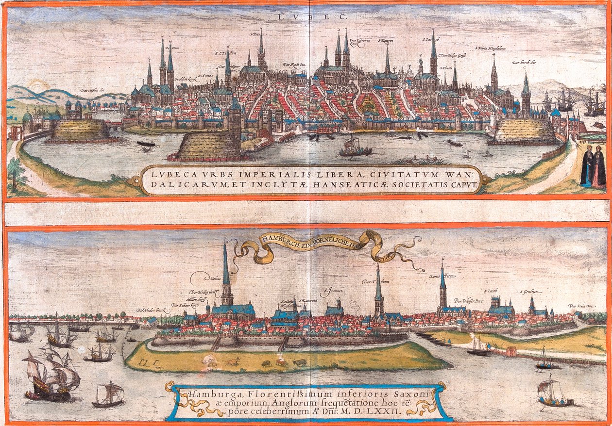 Lübeck, Hambourg, Allemagne - Georg and Hogenberg Franz (1535 90) Braun