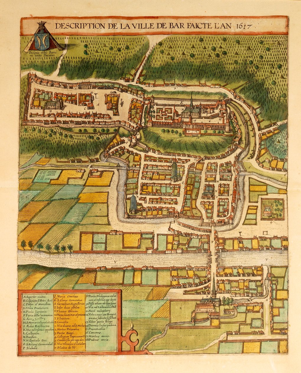 Carte de Bar-Le-Duc du Civitates Orbis Terrarum par Georg Braun - Georg Braun and Hogenberg Franz