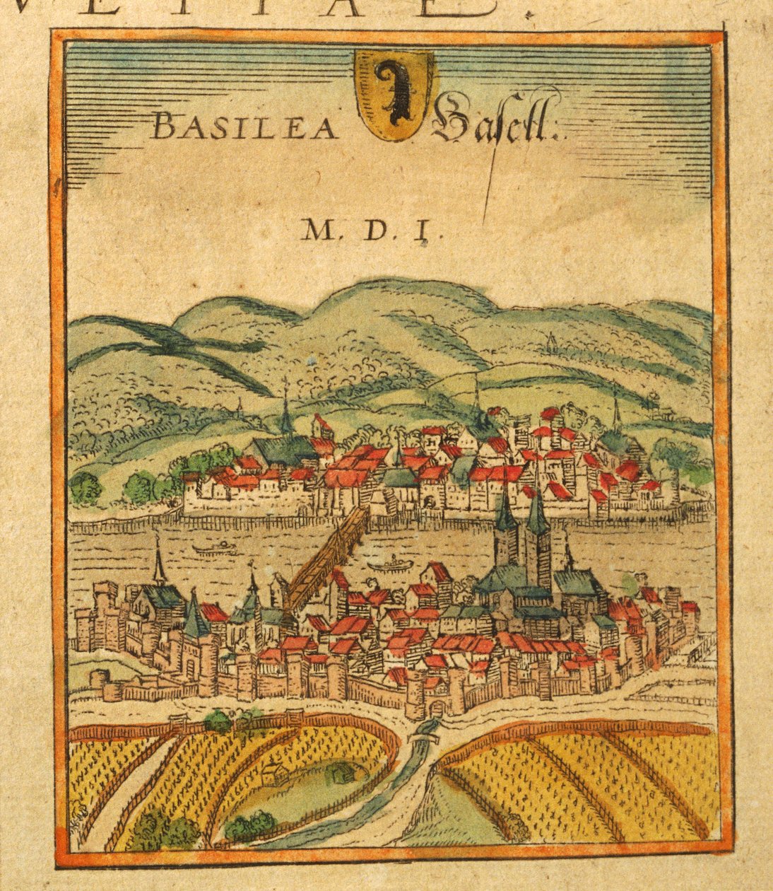 Carte de Bâle de Civitates Orbis Terrarum - Georg Braun and Hogenberg Franz