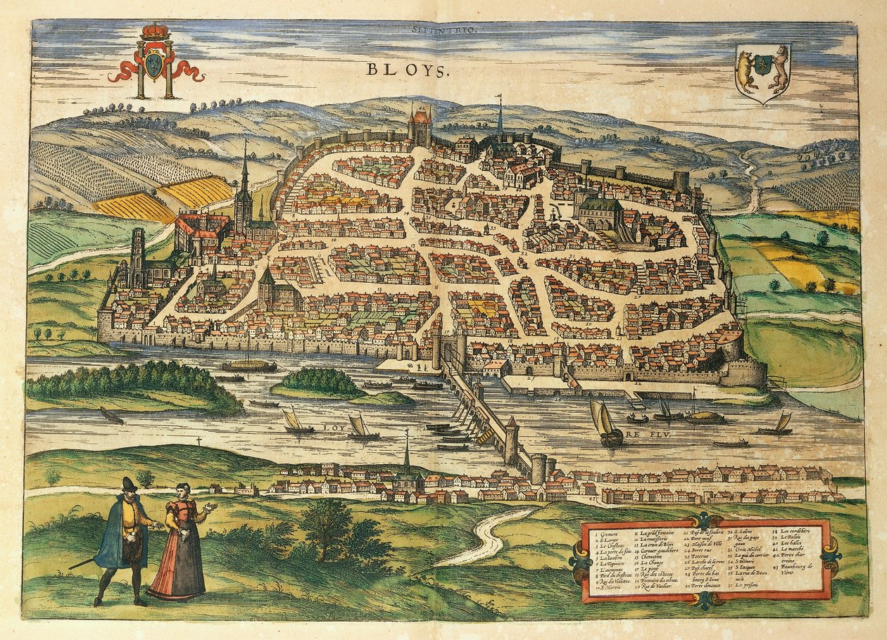 Carte de Blois de Civitates Orbis Terrarum par Georg Braun - Georg Braun and Hogenberg Franz