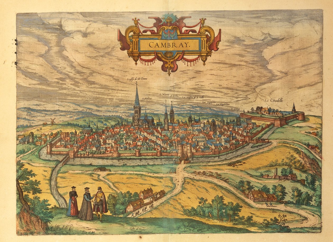 Carte de Cambrai du Civitates Orbis Terrarum par Georg Braun - Georg Braun and Hogenberg Franz