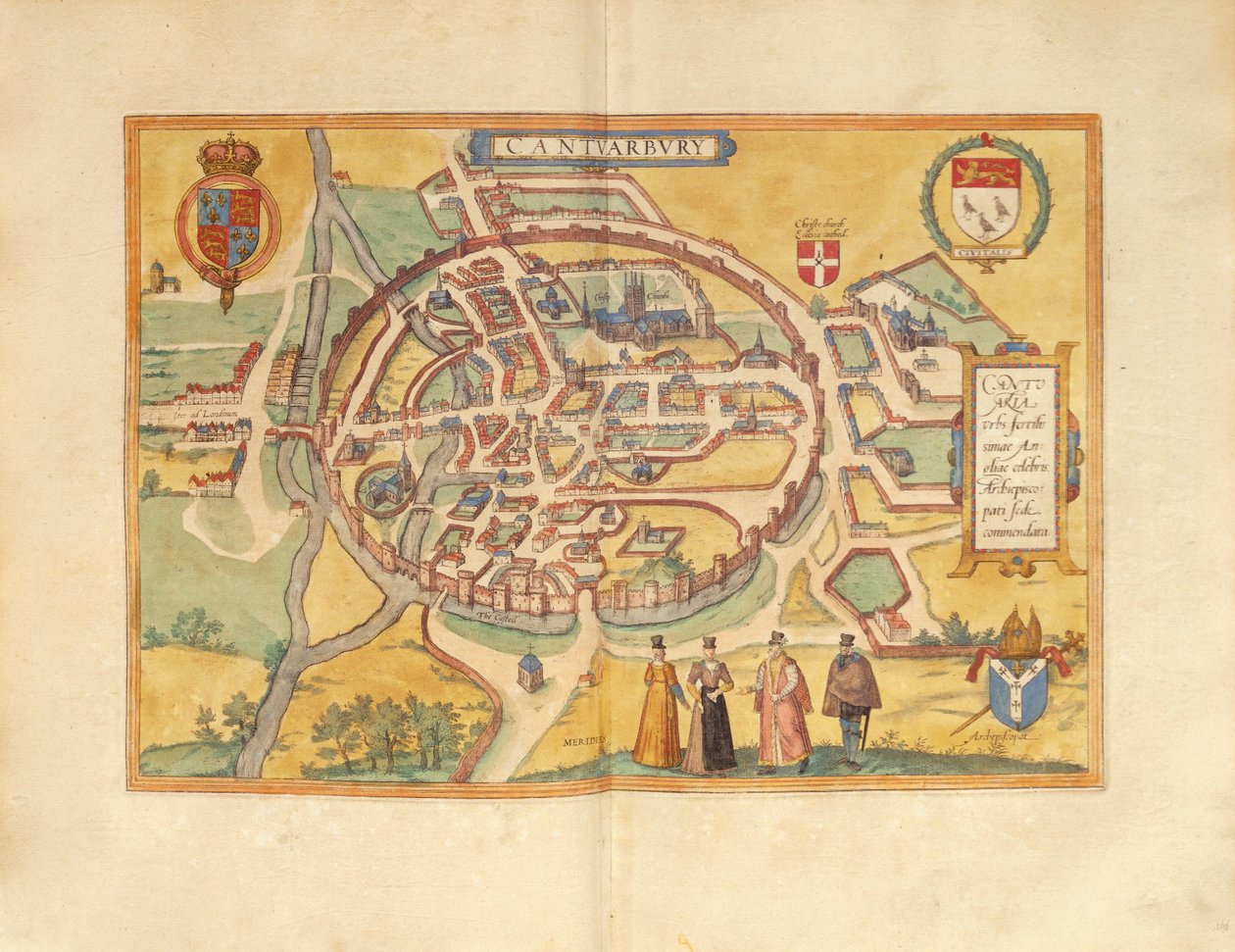 Carte de Canterbury du Civitates Orbis Terrarum par Georg Braun - Georg Braun and Hogenberg Franz
