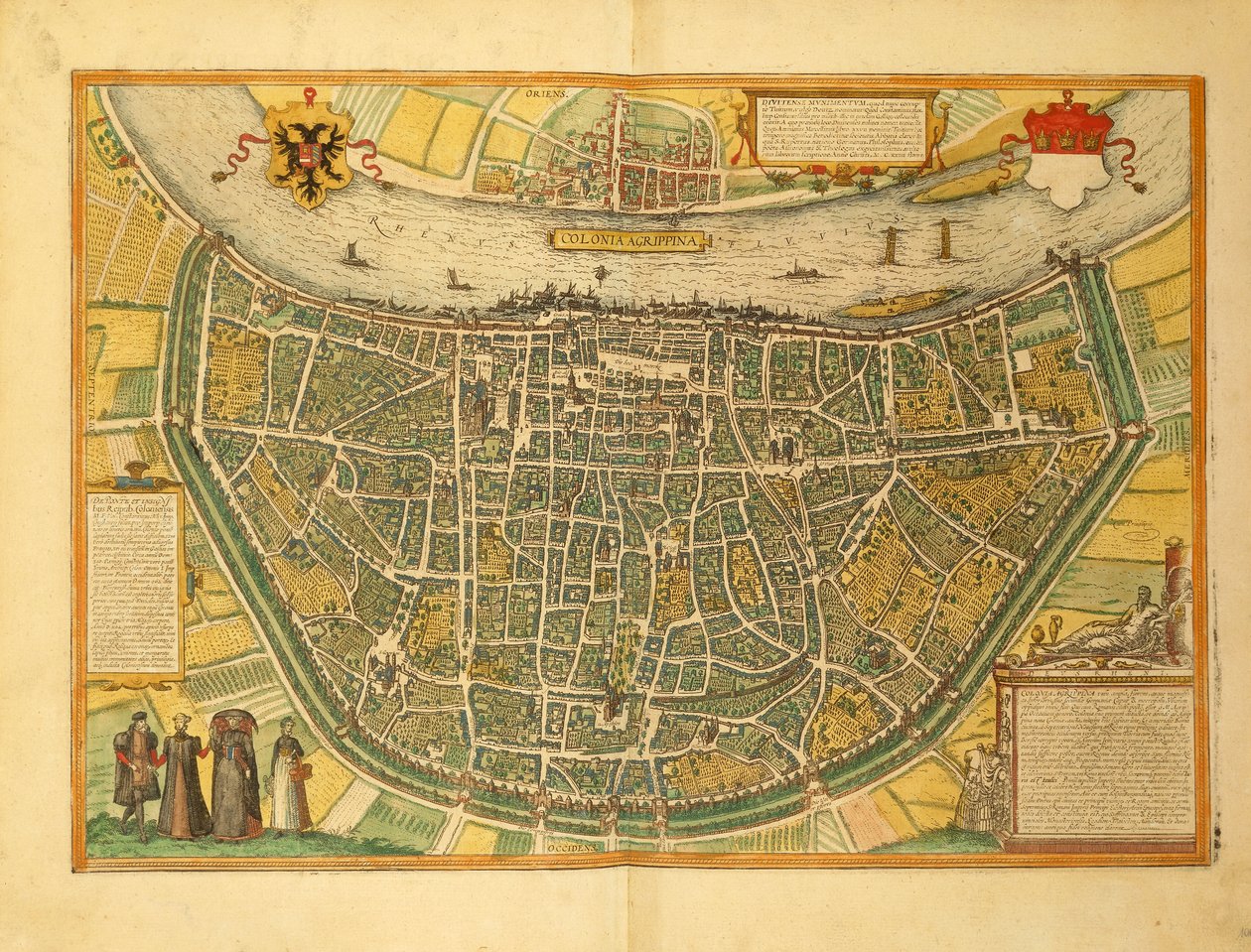 Carte de Cologne du Civitates Orbis Terrarum par Georg Braun - Georg Braun and Hogenberg Franz