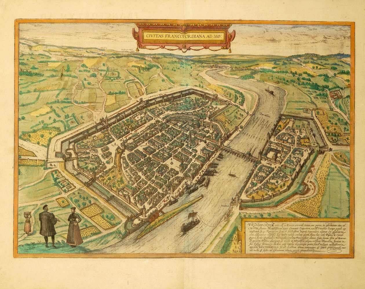 Carte de Francfort du Civitates Orbis Terrarum par Georg Braun - Georg Braun and Hogenberg Franz
