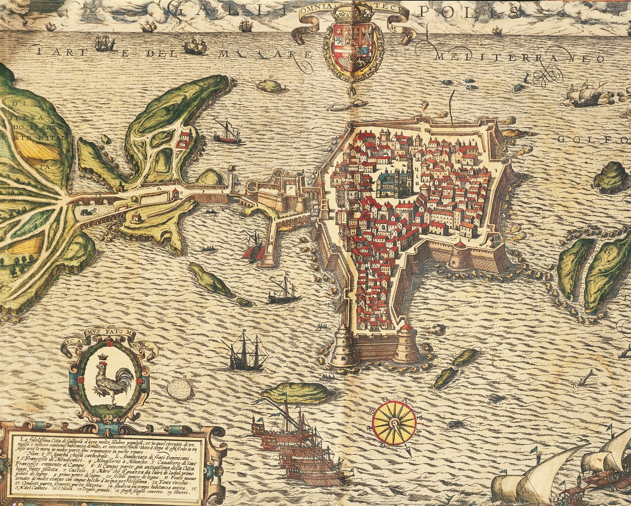 Carte de Gallipoli de Civitates Orbis Terrarum par Georg Braun - Georg Braun and Hogenberg Franz
