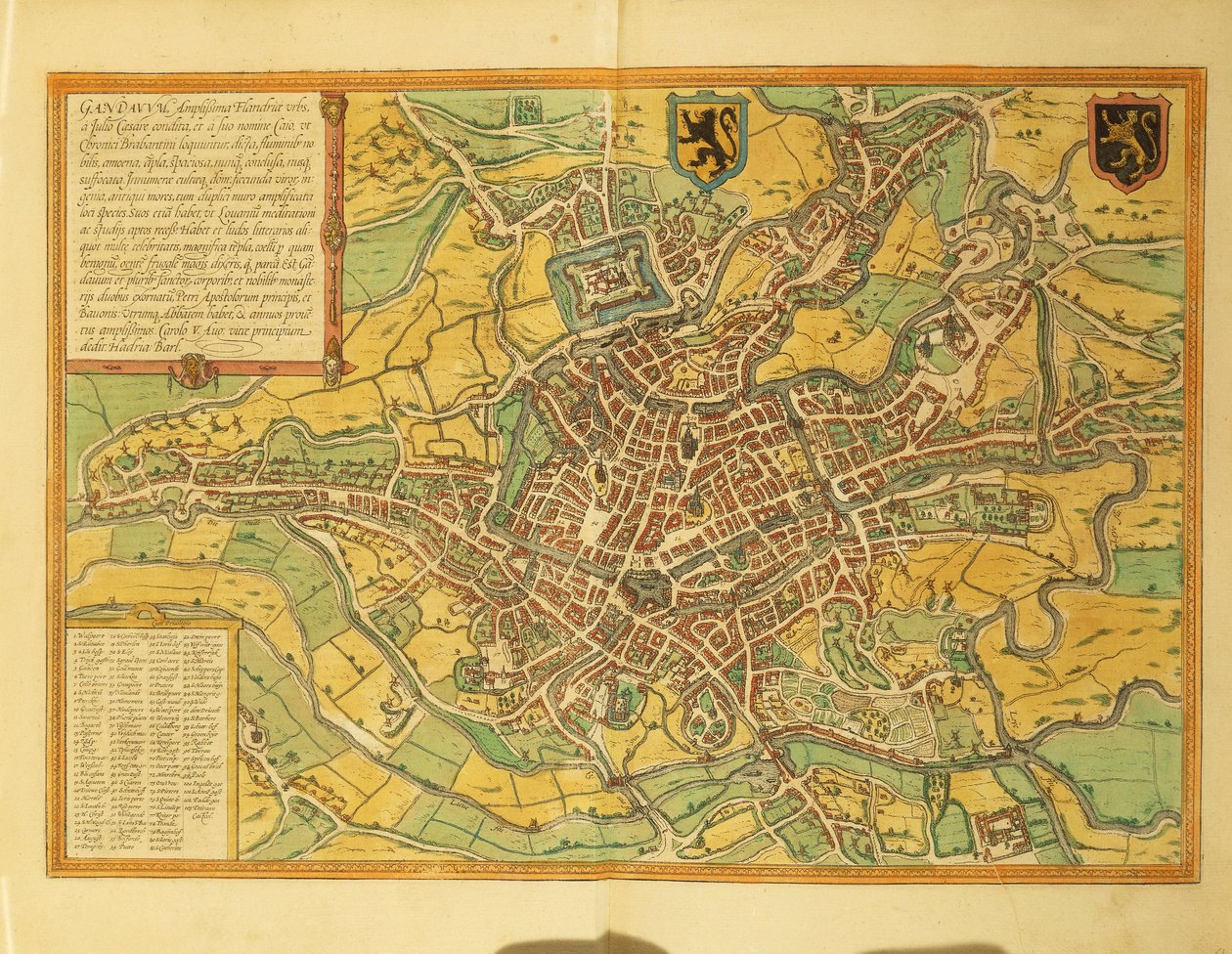 Carte de Gand de Civitates Orbis Terrarum - Georg Braun and Hogenberg Franz
