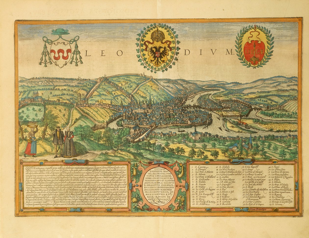 Carte de Liège du Civitates Orbis Terrarum par Georg Braun - Georg Braun and Hogenberg Franz