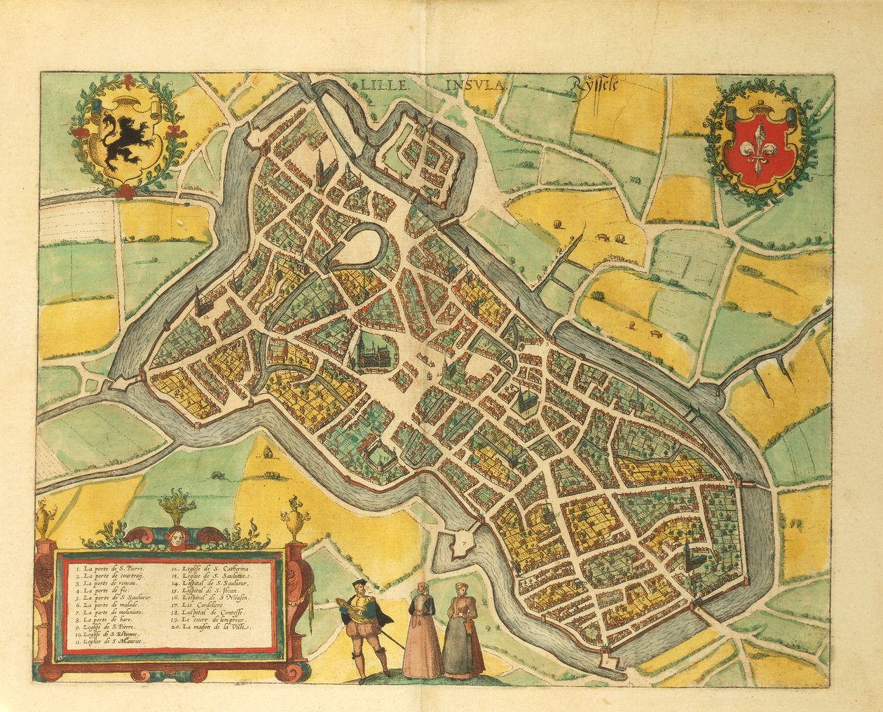 Carte de Lille de Civitates Orbis Terrarum par Georg Braun - Georg Braun and Hogenberg Franz