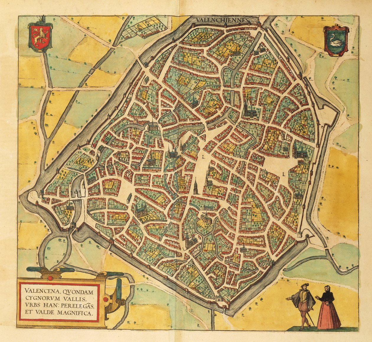 Carte de Valenciennes de Civitates Orbis Terrarum par Georg Braun - Georg Braun and Hogenberg Franz