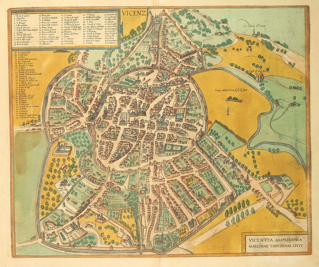 Carte de Vicence de Civitates Orbis Terrarum par Georg Braun - Georg Braun and Hogenberg Franz