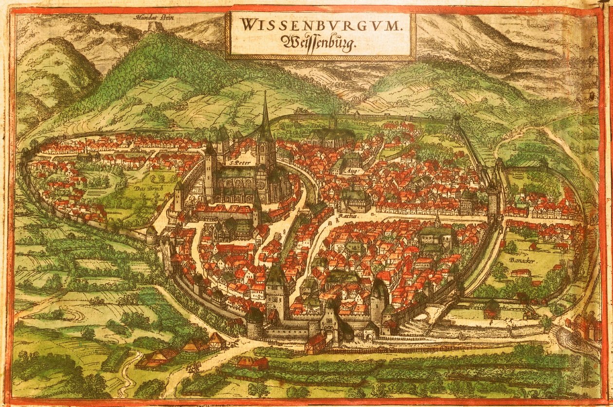 Wissembourg, Château blanc, Alsace - Georg and Hogenberg Franz (1535 90) Braun