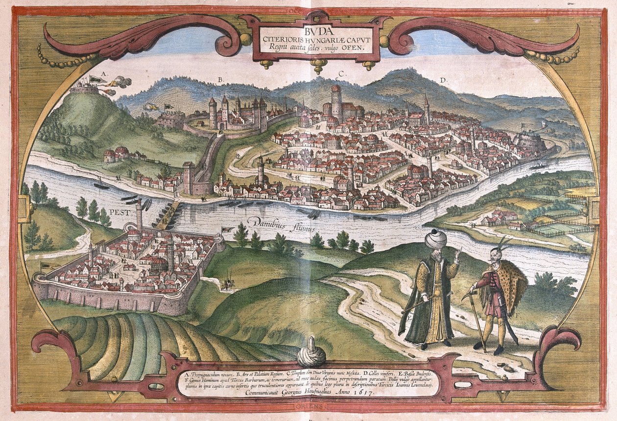 Budapest, Hongrie (gravure) - Georg Braun and Hogenberg Franz