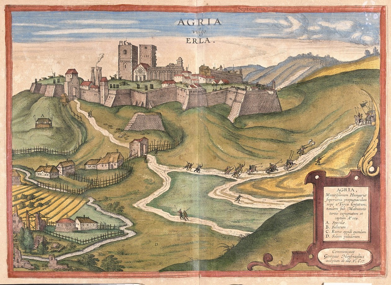 Eger, Hongrie (gravure) - Georg Braun and Hogenberg Franz