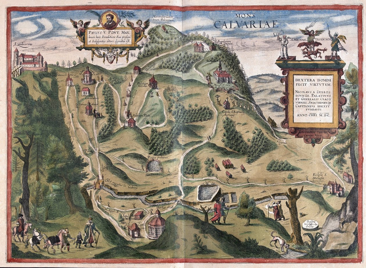 Kalwarya Zebrzydowka (sud-est de Cracovie), Pologne (gravure) - Georg Braun and Hogenberg Franz