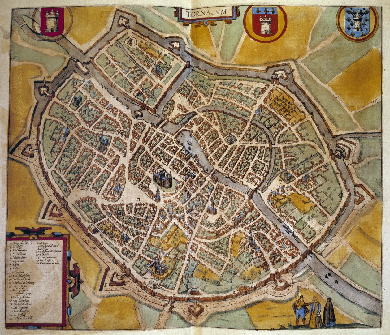 Carte de la ville de Tours en France. Gravure de l