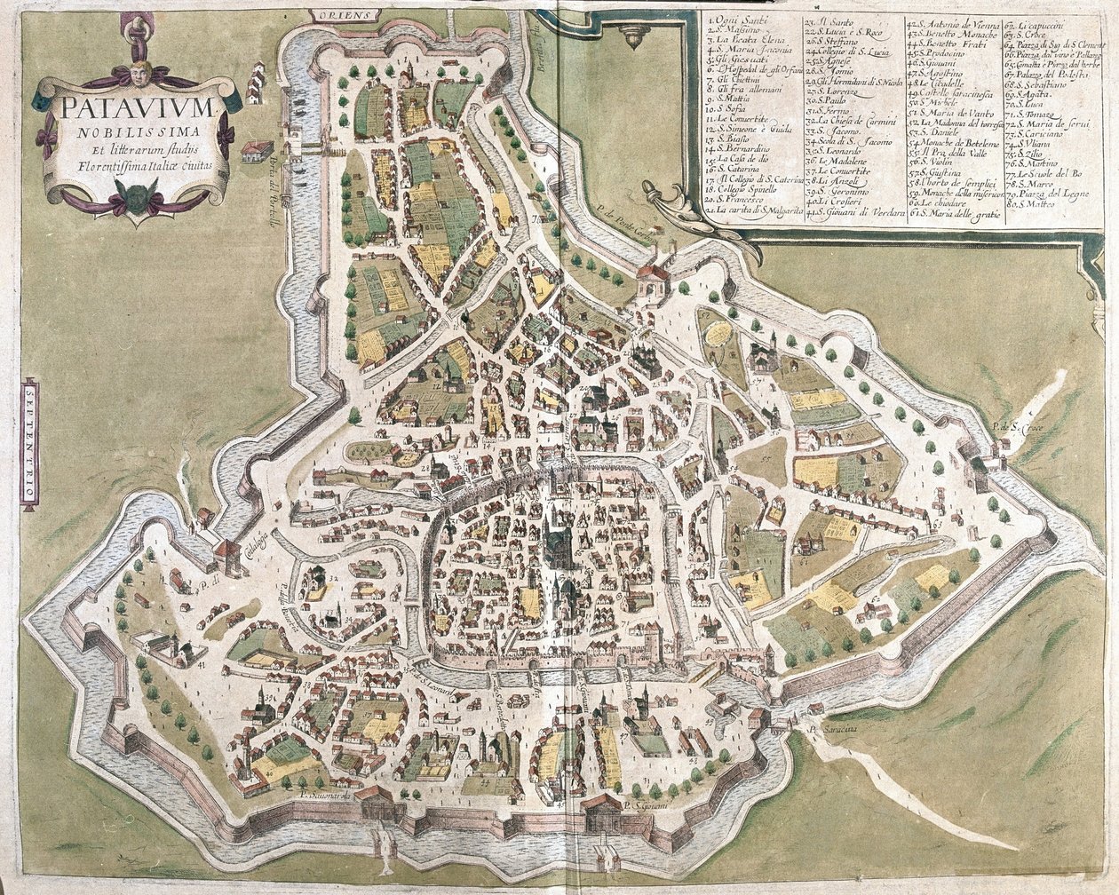 Padoue, région de la Vénétie, Italie (gravure) - Georg Braun and Hogenberg Franz