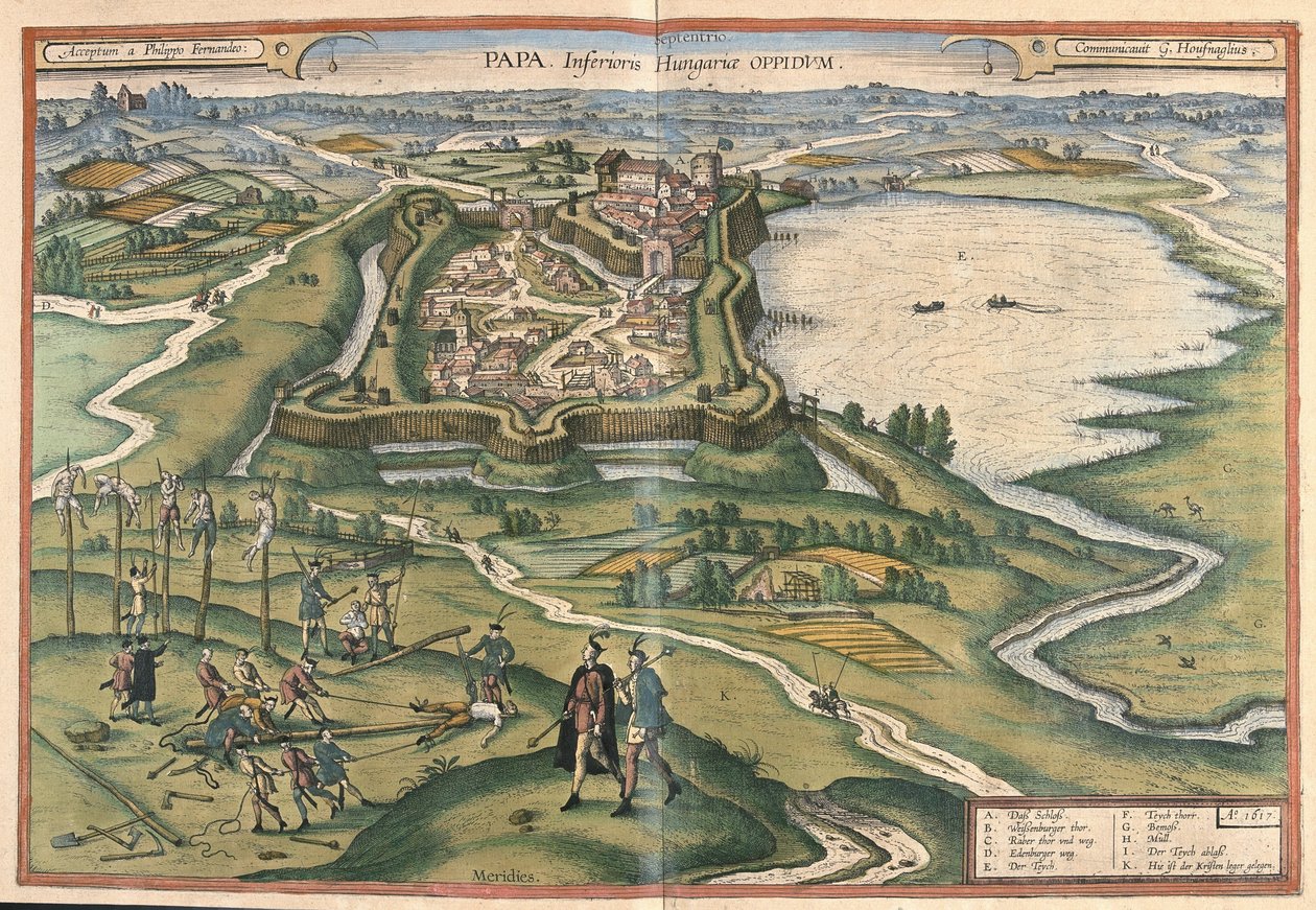 Papa, Hongrie (gravure) - Georg Braun and Hogenberg Franz