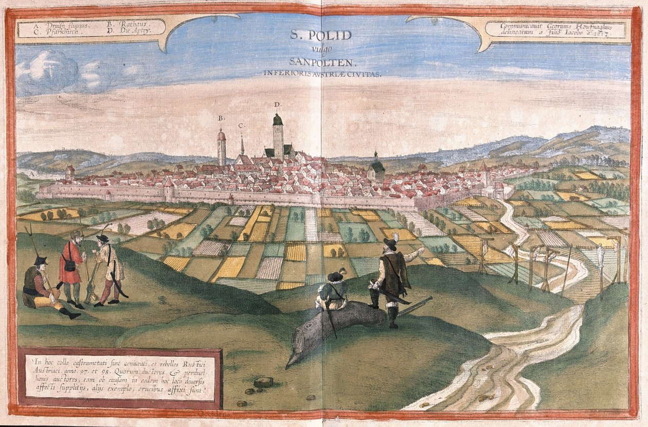 Sankt Pölten, Autriche (gravure) - Georg Braun and Hogenberg Franz