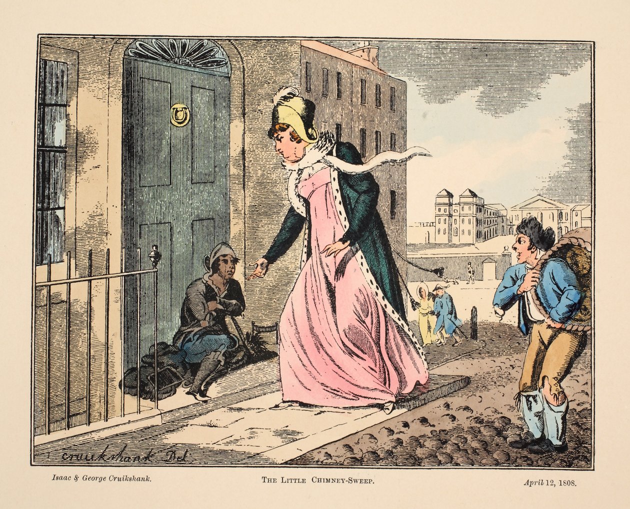 Le petit ramoneur, pub. 1808 (gravure en couleur) - Isaac, Robert and George Cruikshank