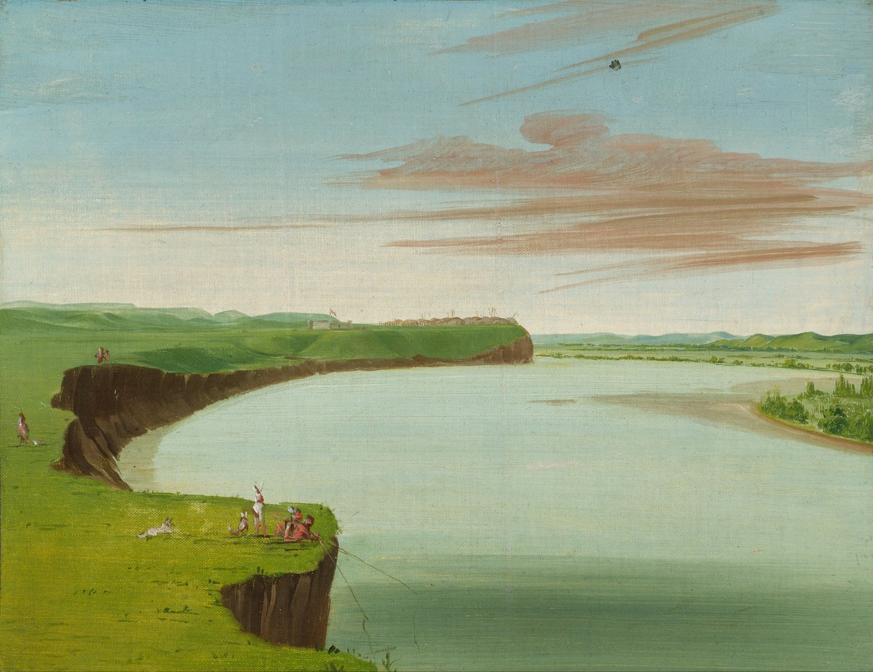 Vue lointaine du village Mandan - George Catlin