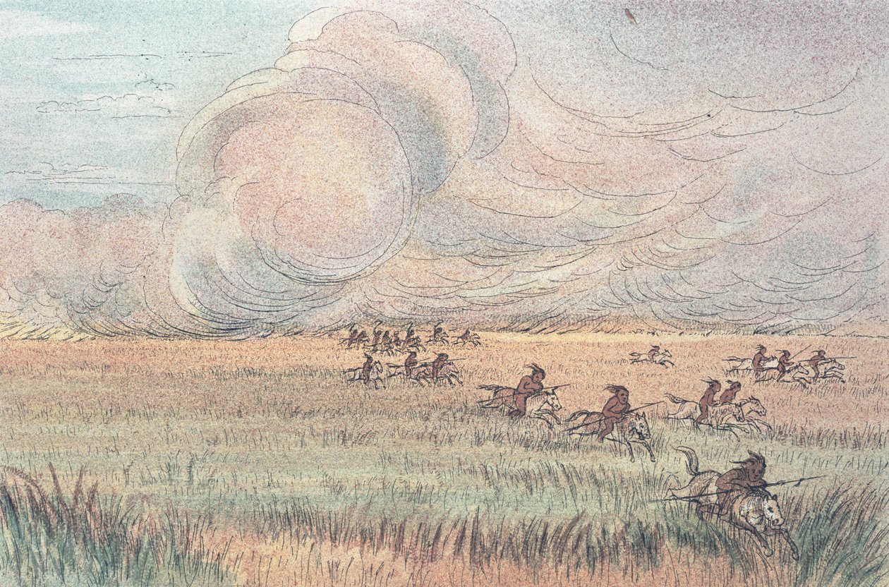 Incendie de prairie au Missouri - George Catlin